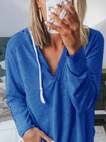 Full Size Drawstring Long Sleeve Hoodie Plus Size - IntuitiveEncBoutique