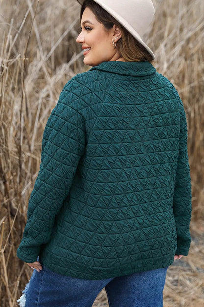 Plus Size Quarter Snap Quilted Sweatshirt - IntuitiveEncBoutique