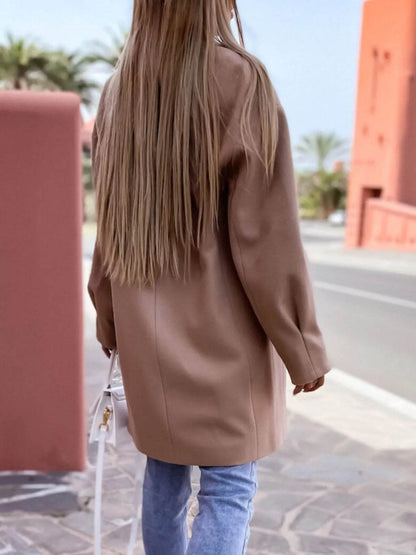 Full Size Double-Breasted Wool Coat Plus Size - IntuitiveEncBoutique