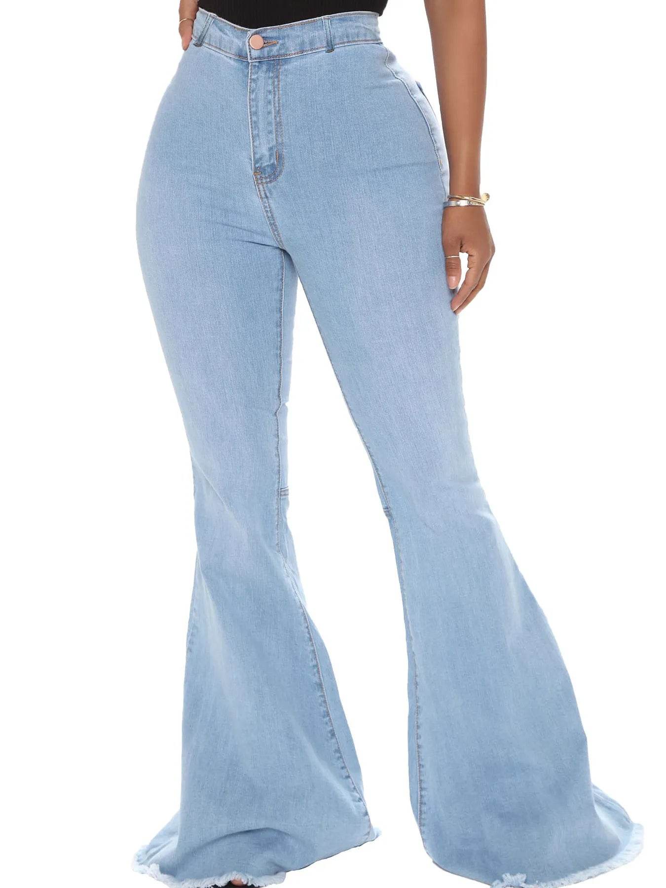 Full Size High-Waisted Raw Hem Flare Jeans Plus Size - IntuitiveEncBoutique