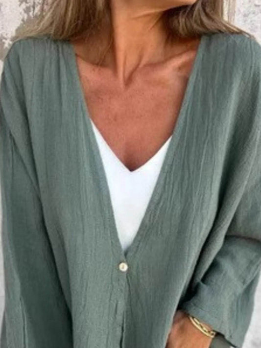 Full Size Oversized Button-Up Cardigan Plus Size - IntuitiveEncBoutique