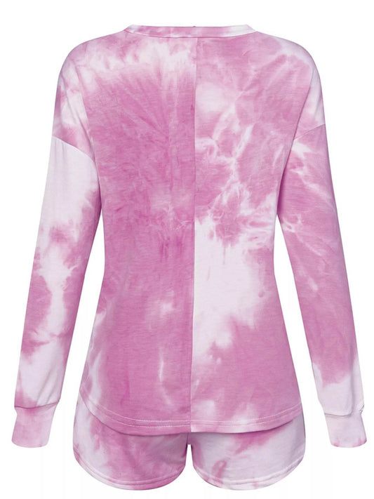 Tie-Dye Round Neck Top and Shorts Set - IntuitiveEncBoutique