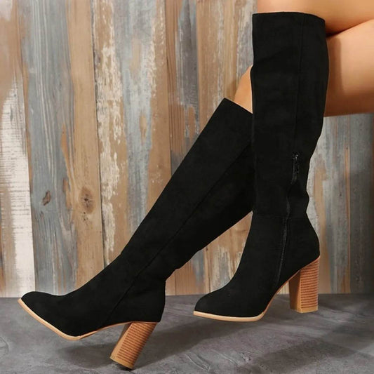 Point Toe Block Heels Boots - IntuitiveEncBoutique