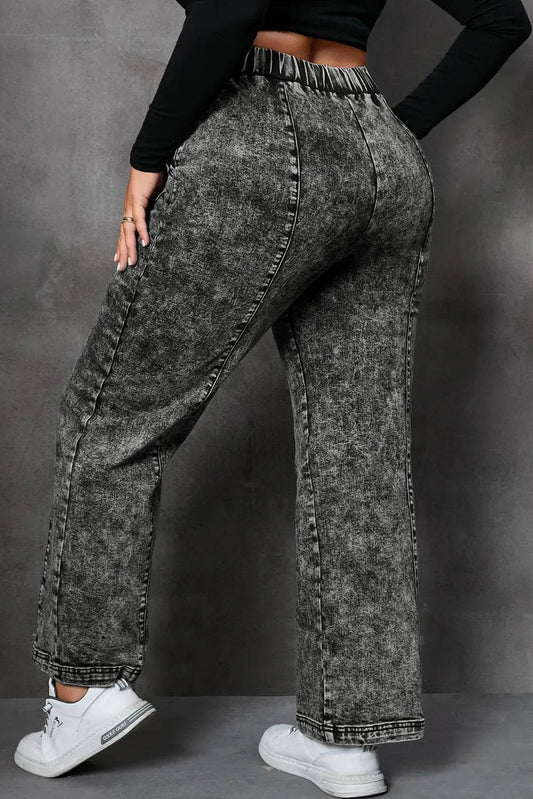 Plus Size Drawstring Pocketed Straight Jeans - IntuitiveEncBoutique