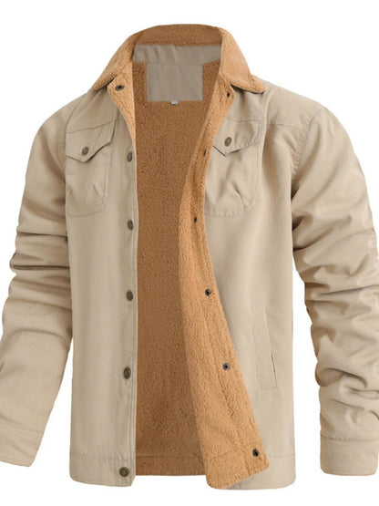 Men's Full Size Sherpa Lined Long Sleeve Jacket Plus Size - IntuitiveEncBoutique