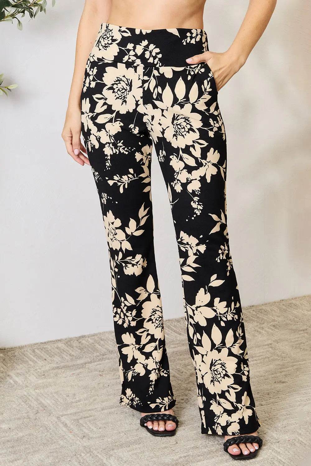 Heimish Full Size High Waist Floral Flare Pants - IntuitiveEncBoutique