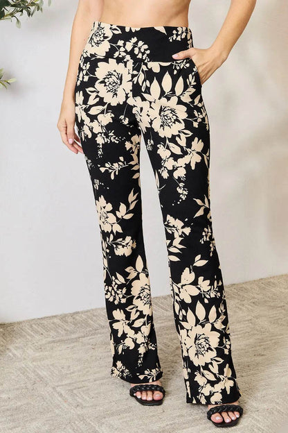 Heimish Full Size High Waist Floral Flare Pants - IntuitiveEncBoutique
