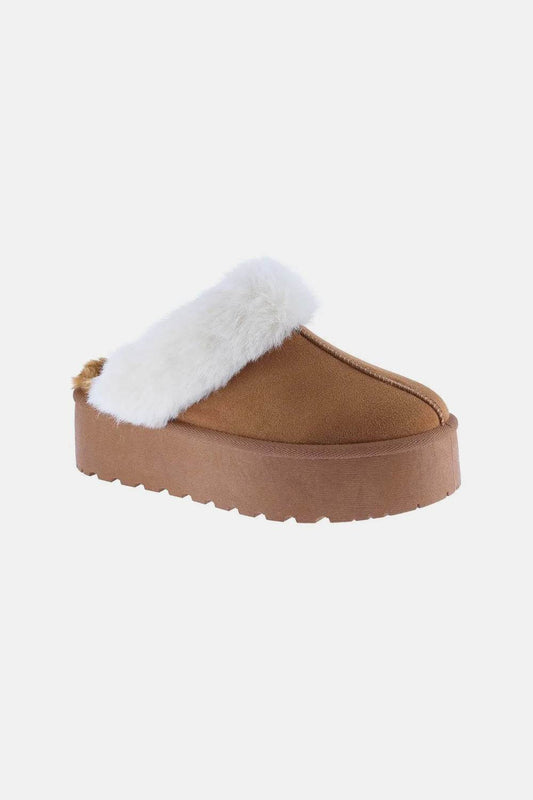 Weeboo Thick Bottom Fur Trim Snow Slippers - IntuitiveEncBoutique