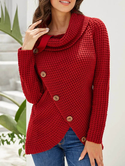 Full Size Texture Turtleneck Long Sleeve Sweater Plus Size - IntuitiveEncBoutique