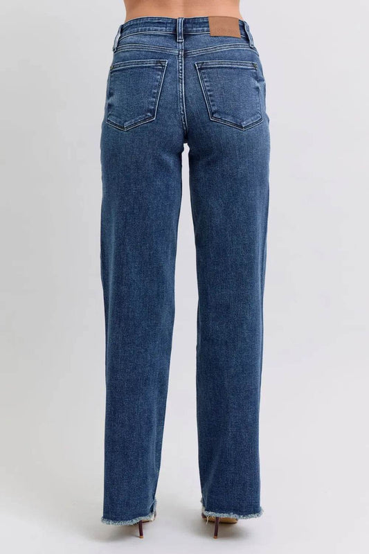 Judy Blue Full Size Raw Hem Mid Rise Jeans - IntuitiveEncBoutique
