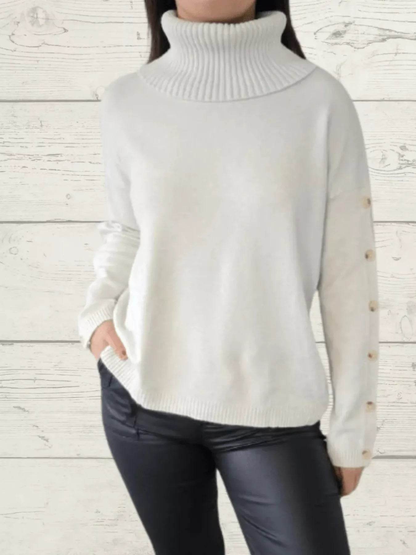 Full Size Turtleneck Long Sleeve Sweater Plus Size - IntuitiveEncBoutique