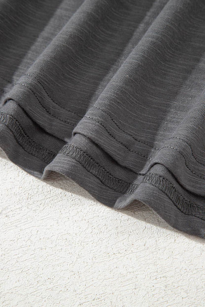 Dark Grey Double Ruffled Short Sleeve Plus Size Top - IntuitiveEncBoutique