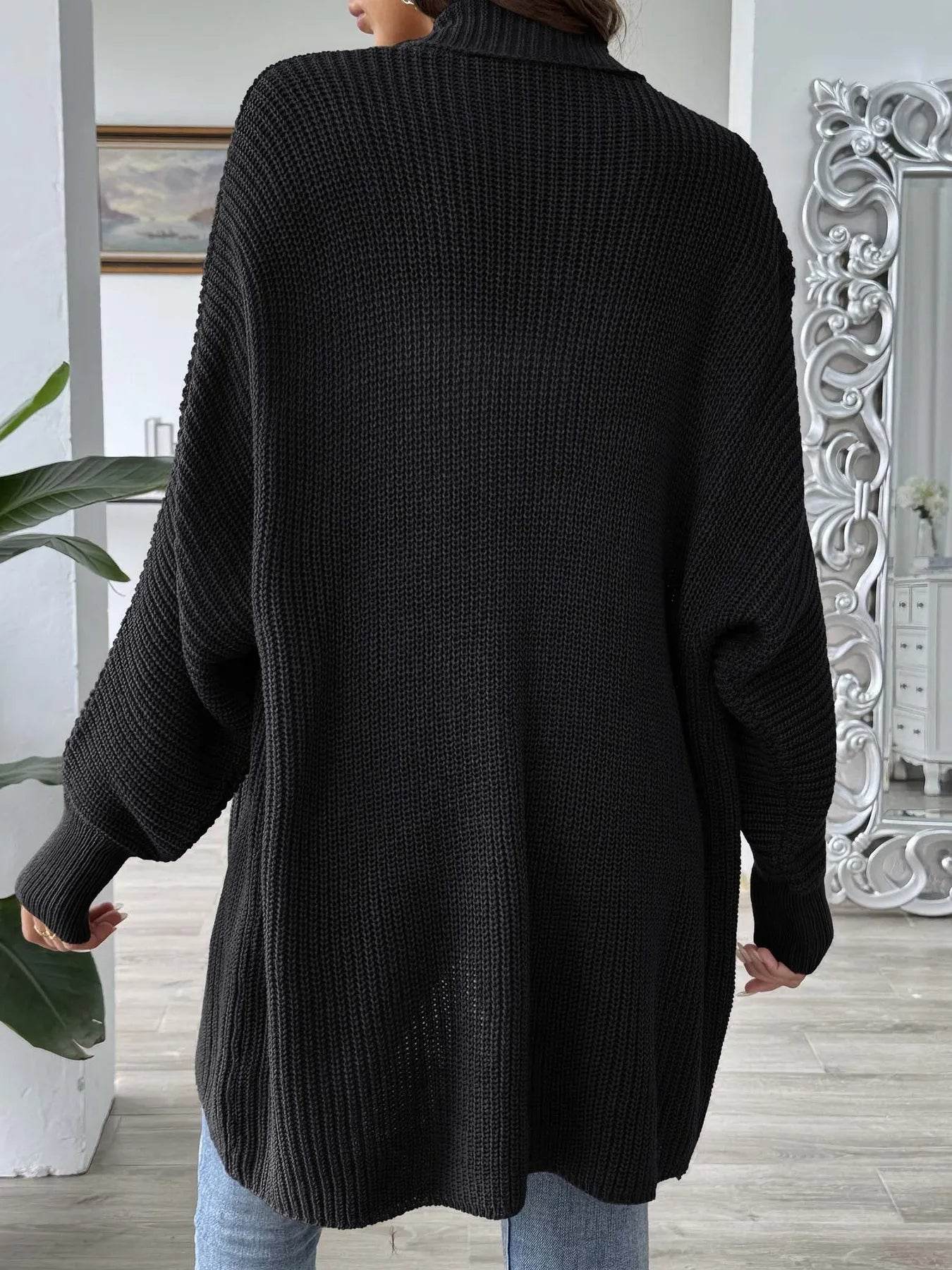 Oversized Knit Open Front Cardigan - IntuitiveEncBoutique