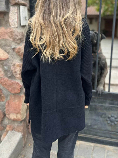 Full Size Texture Knit Longline Coat Plus Size - IntuitiveEncBoutique