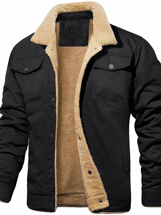Men's Full Size Sherpa Lined Long Sleeve Jacket Plus Size - IntuitiveEncBoutique
