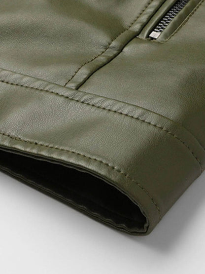 Men's Full Size Leather Zip Up Jacket Plus Size - IntuitiveEncBoutique
