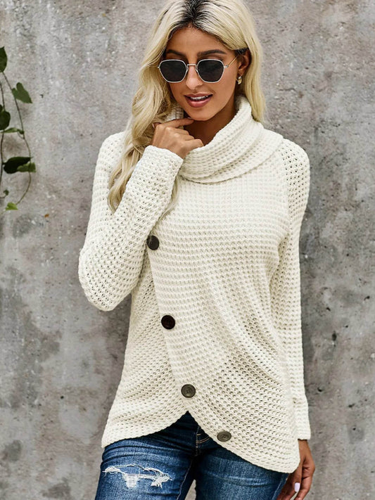 Full Size Texture Turtleneck Long Sleeve Sweater Plus Size - IntuitiveEncBoutique