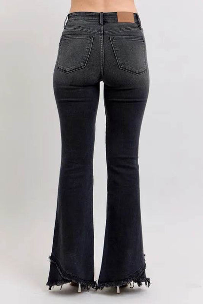 Judy Blue Full Size High Waist Flare W/ Mock Fray Tulip Hem Plus Size - IntuitiveEncBoutique