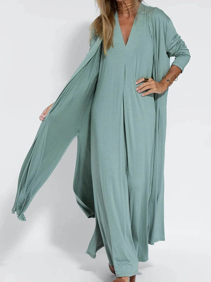 Full Size Open Front Side Slit Longline Cardigan Plus Size - IntuitiveEncBoutique
