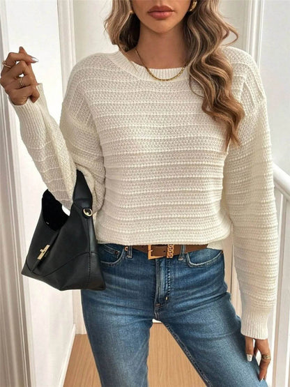 Round Neck Bow-Back Knit Top - IntuitiveEncBoutique