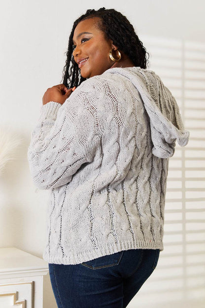 Woven Right Cable-Knit Hooded Sweater - IntuitiveEncBoutique