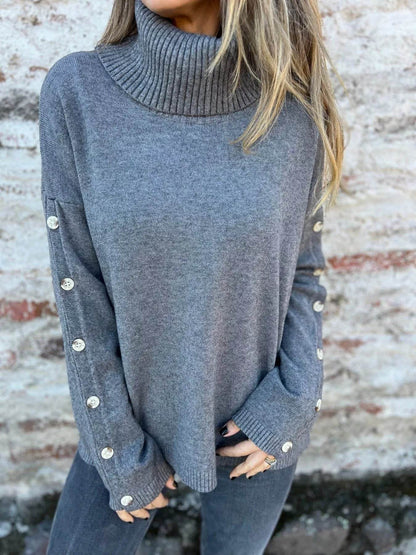 Full Size Turtleneck Long Sleeve Sweater Plus Size - IntuitiveEncBoutique
