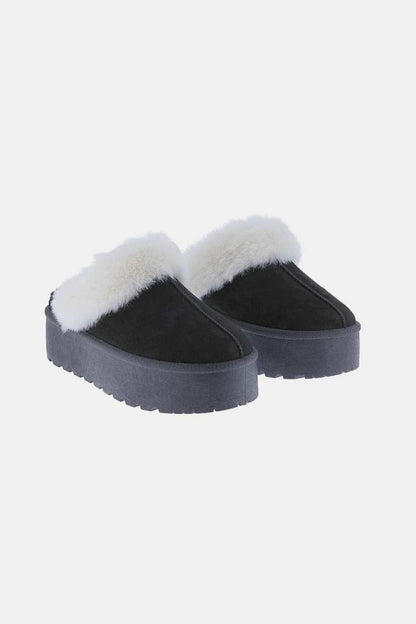 Weeboo Thick Bottom Fur Trim Snow Slippers - IntuitiveEncBoutique