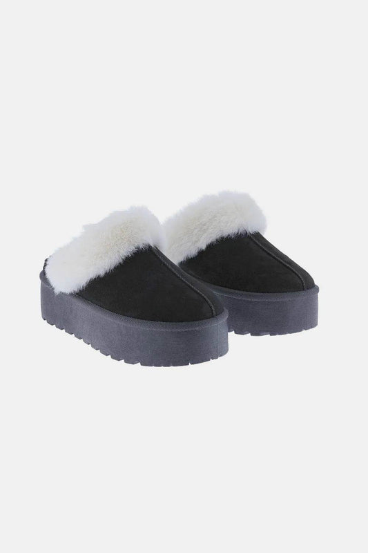 Weeboo Thick Bottom Fur Trim Snow Slippers - IntuitiveEncBoutique