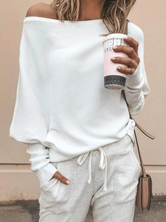 Full Size Single Shoulder Ribbed Knit Top Plus Size - IntuitiveEncBoutique