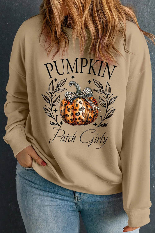Plus Size Pumpkin Graphic Long Sleeve Sweatshirt - IntuitiveEncBoutique