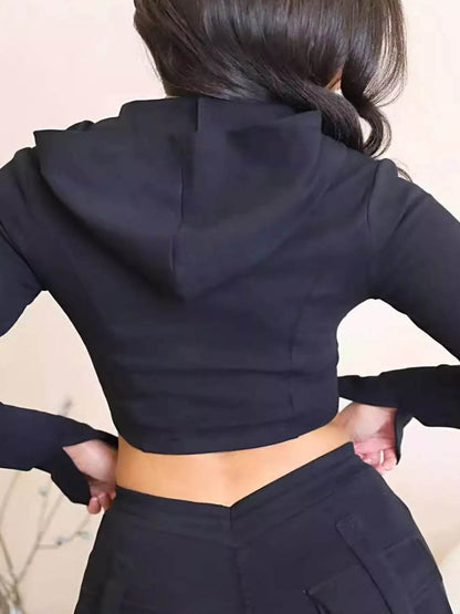 Full Size Zip Up Long Sleeve Hooded Top and Cargo Pants Set Plus Size - IntuitiveEncBoutique