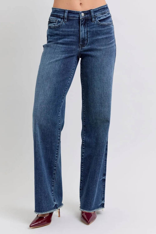 Judy Blue Full Size Raw Hem Mid Rise Jeans - IntuitiveEncBoutique