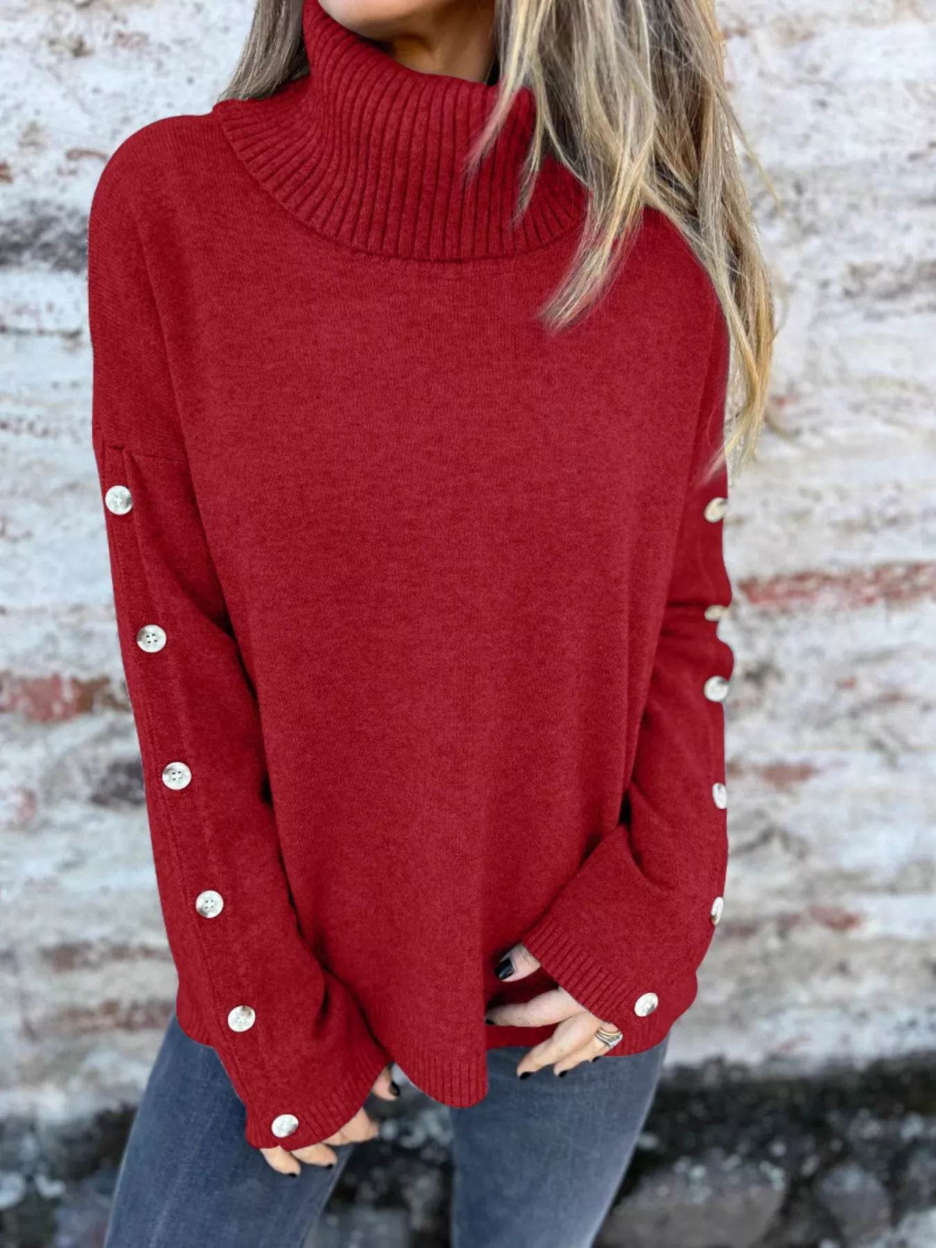 Full Size Turtleneck Long Sleeve Sweater Plus Size - IntuitiveEncBoutique