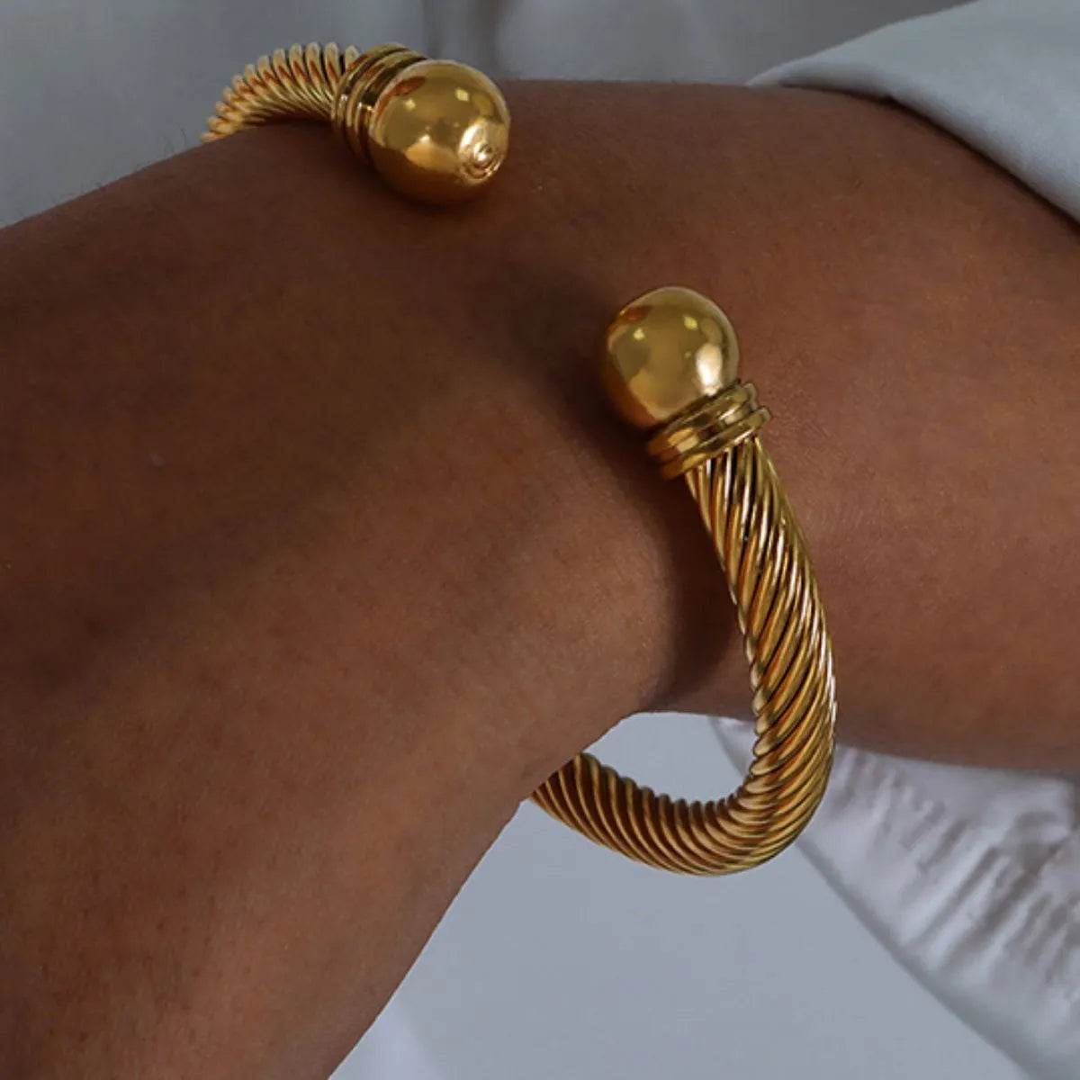 Stainless Steel Twisted Cable Cuff Bracelet - IntuitiveEncBoutique