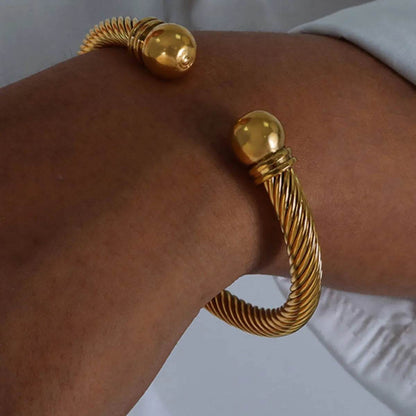 Stainless Steel Twisted Cable Cuff Bracelet - IntuitiveEncBoutique