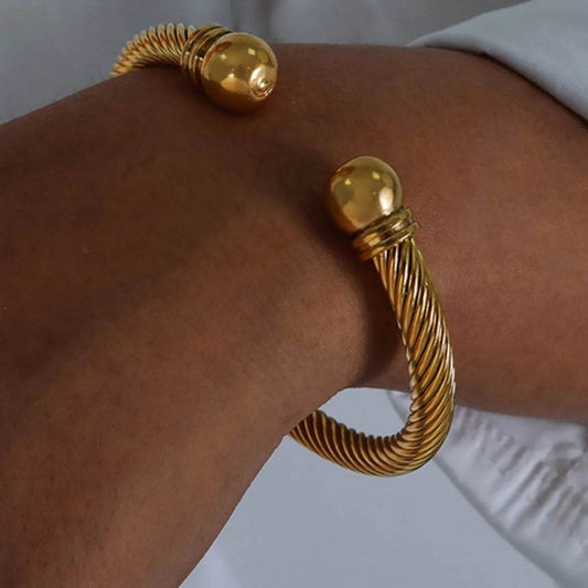 Stainless Steel Twisted Cable Cuff Bracelet - IntuitiveEncBoutique