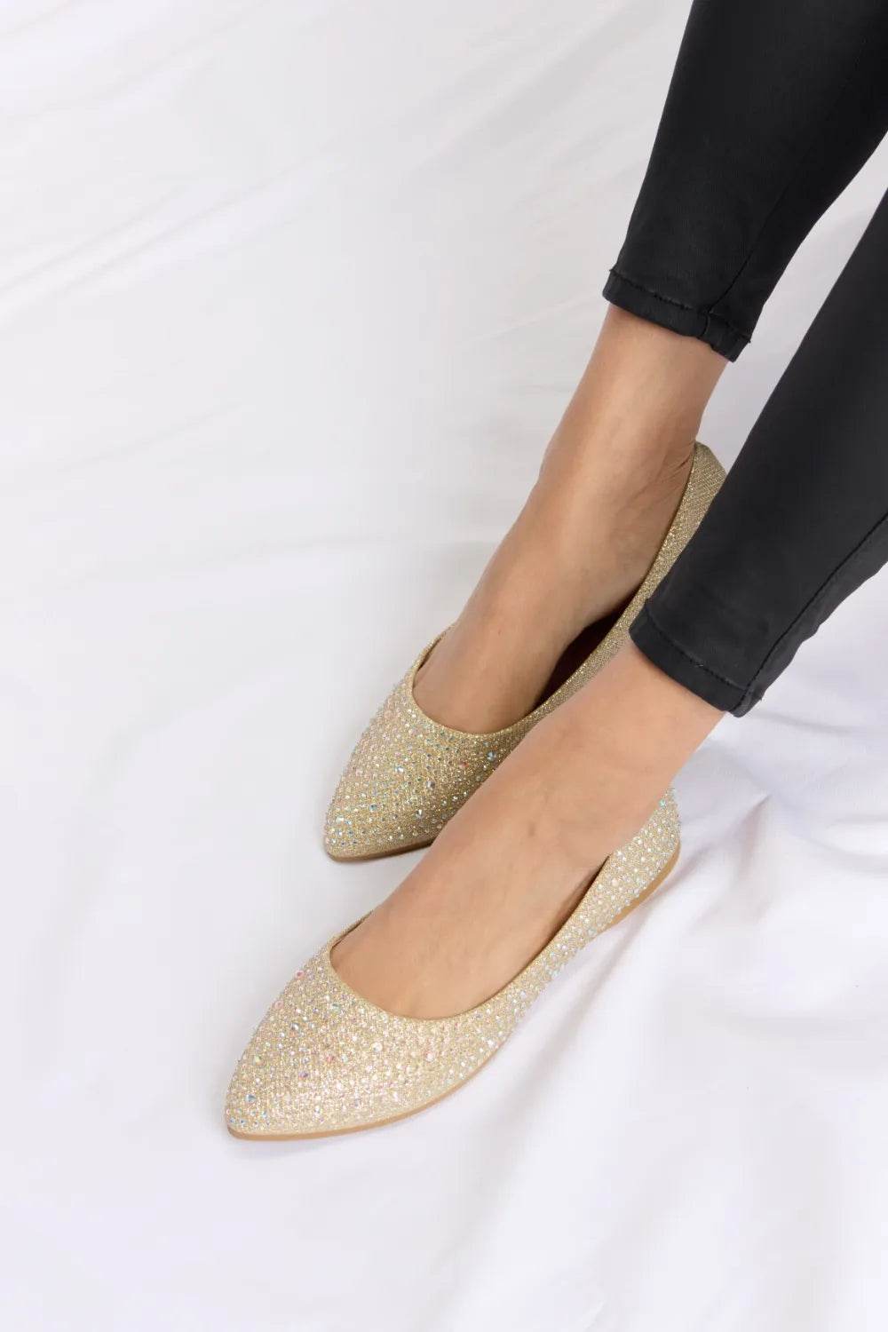 Forever Link Rhinestone Point Toe Flat Slip-Ons - IntuitiveEncBoutique