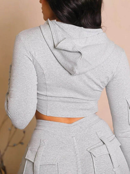 Full Size Zip Up Long Sleeve Hooded Top and Cargo Pants Set Plus Size - IntuitiveEncBoutique