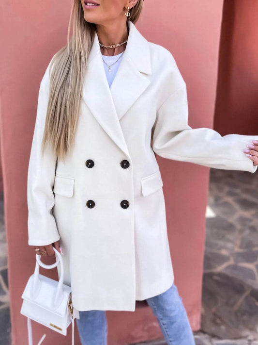 Full Size Double-Breasted Wool Coat Plus Size - IntuitiveEncBoutique