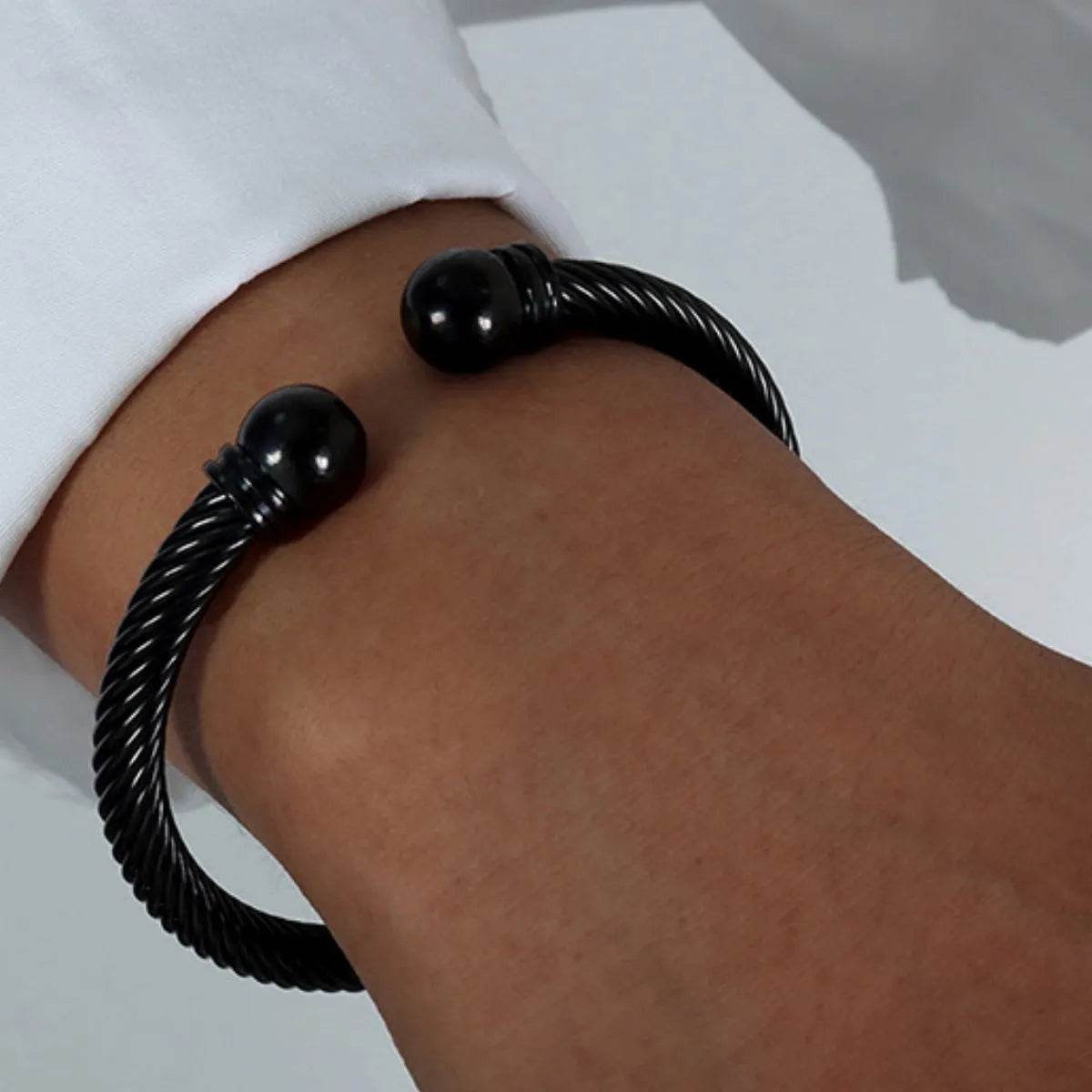 Stainless Steel Twisted Cable Cuff Bracelet - IntuitiveEncBoutique