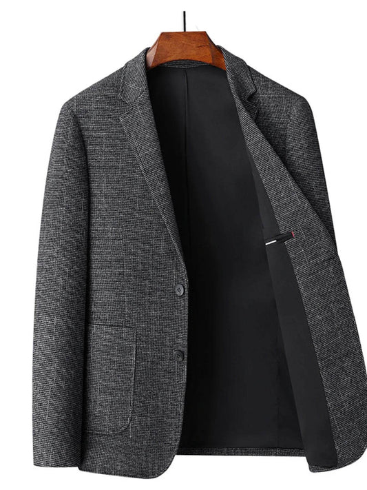 Men's Single-Breasted Tweed Blazer - IntuitiveEncBoutique