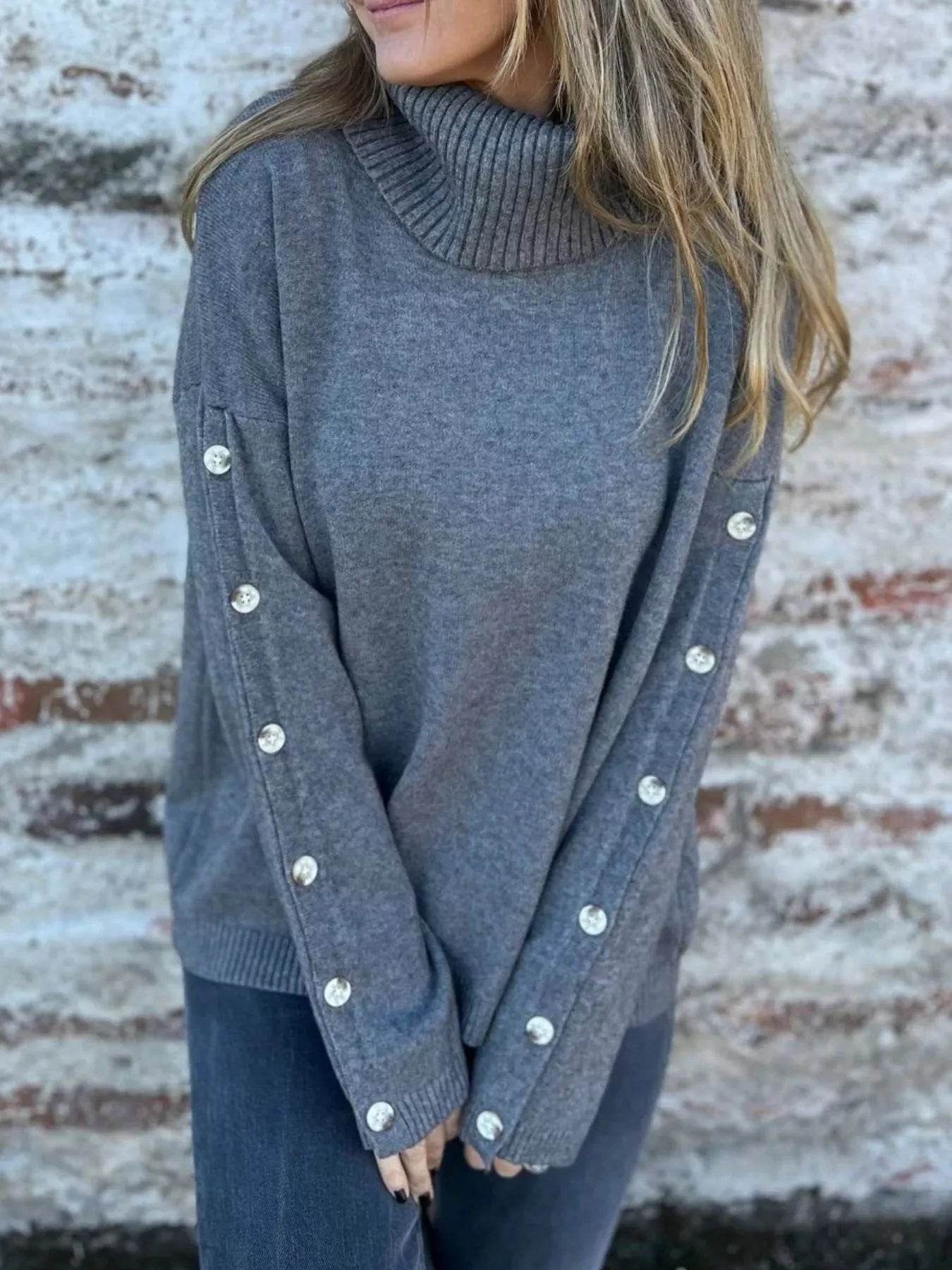 Full Size Turtleneck Long Sleeve Sweater Plus Size - IntuitiveEncBoutique