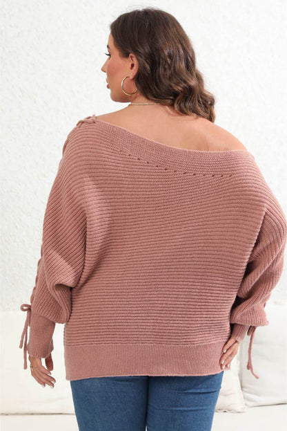 Plus Size One Shoulder Beaded Sweater - IntuitiveEncBoutique