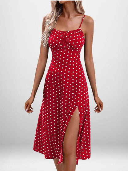 Full Size Slit Printed Cami Midi Dress Plus Size - IntuitiveEncBoutique