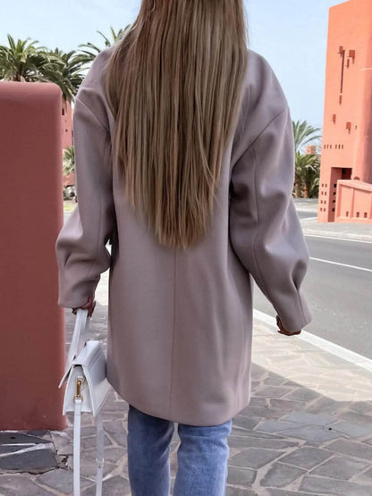 Full Size Double-Breasted Wool Coat Plus Size - IntuitiveEncBoutique