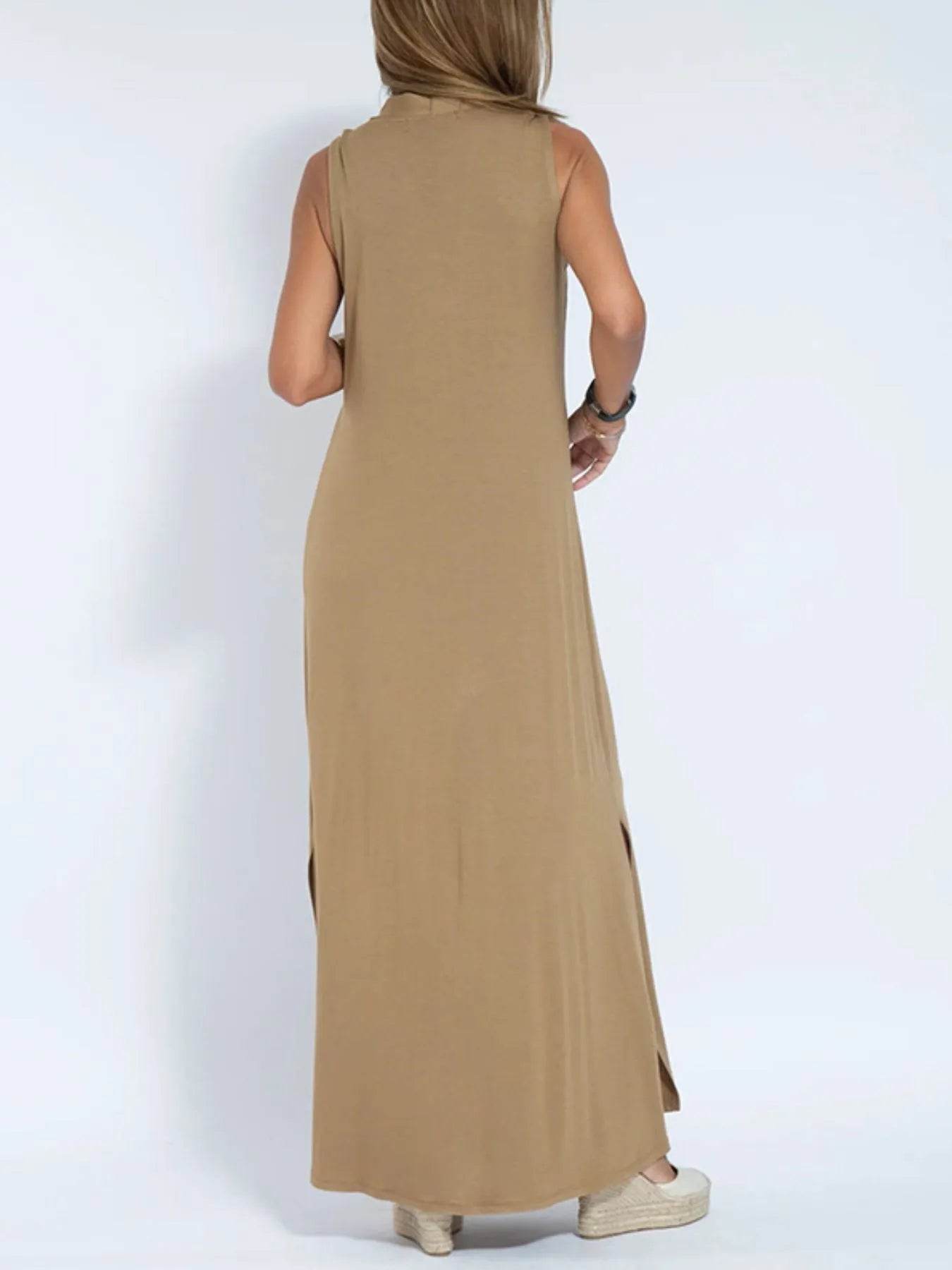 Full Size V-Neck Sleeveless Maxi Dress with Slit Plus Size - IntuitiveEncBoutique