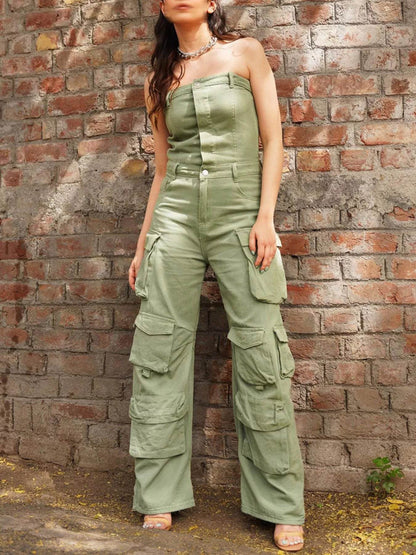 Tube Snap Down Cargo Jumpsuit - IntuitiveEncBoutique