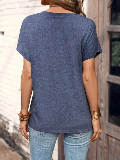 Half Button Short Sleeve Top - IntuitiveEncBoutique