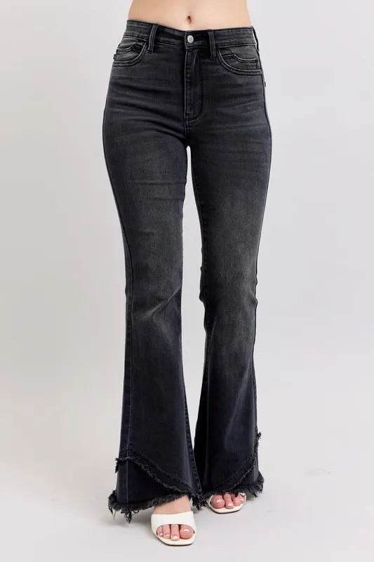 Judy Blue Full Size High Waist Flare W/ Mock Fray Tulip Hem Plus Size - IntuitiveEncBoutique