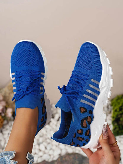 Cutout Leopard Lace Up Mesh Athletic - IntuitiveEncBoutique